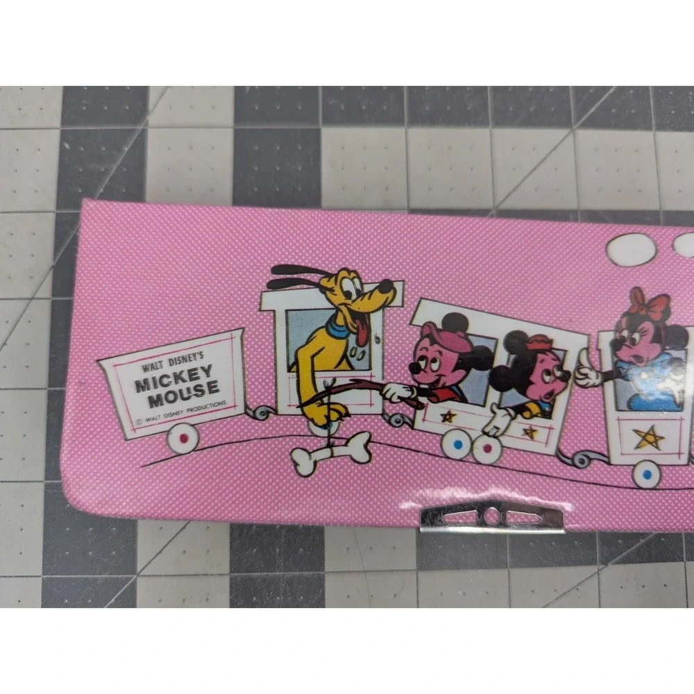 Vintage Walt Disney Mickey Mouse Train Pencil Holder Case 3x8 Inch‎
